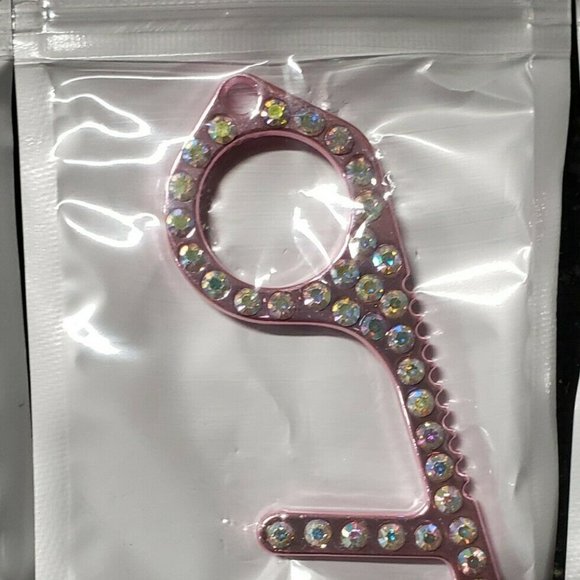 RHINESTONE Bling Double Sided Touchless Door Opener Keychain - Picture 4 of 10